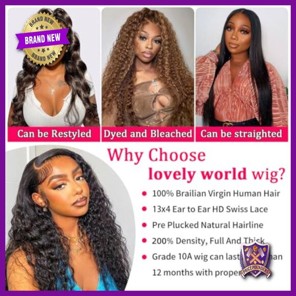 30 Inch Deep Wave Lace Front Wig, Human Hair, 200 Density, HD Curly main image 4